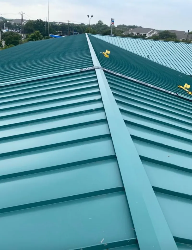 Green commercial metal roof ridge and valley for Metal Roof Repair in University of California-Davis